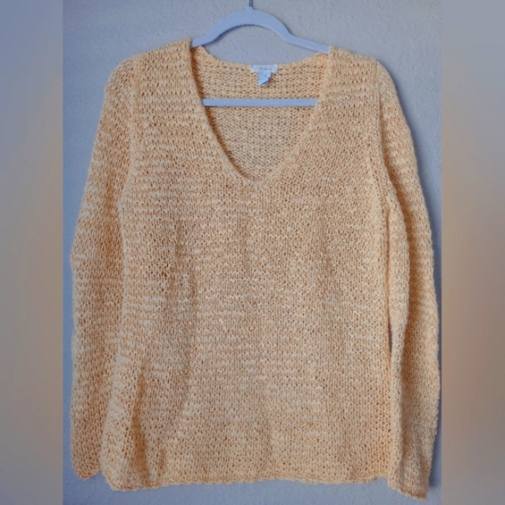 Chico's Women Sweater Yellow Pullover Long Sleeve Size 2